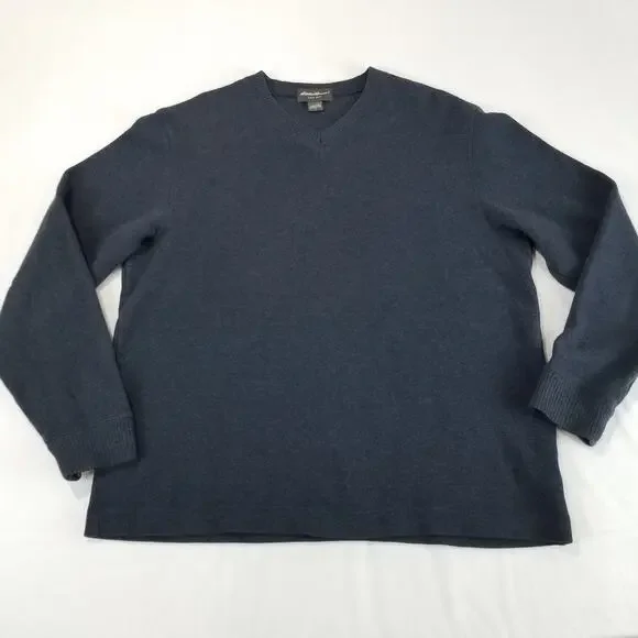 Eddie Bauer Sweater Mens Large V Neck Pullover Long Sleeve Grandpa Jumper